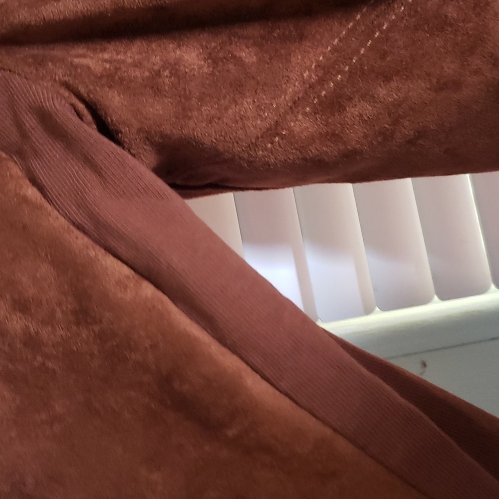SL8 Vegan leather Faux Suede Moto Jacket - Luxe in Rust Orange- Small - Picture 9 of 10